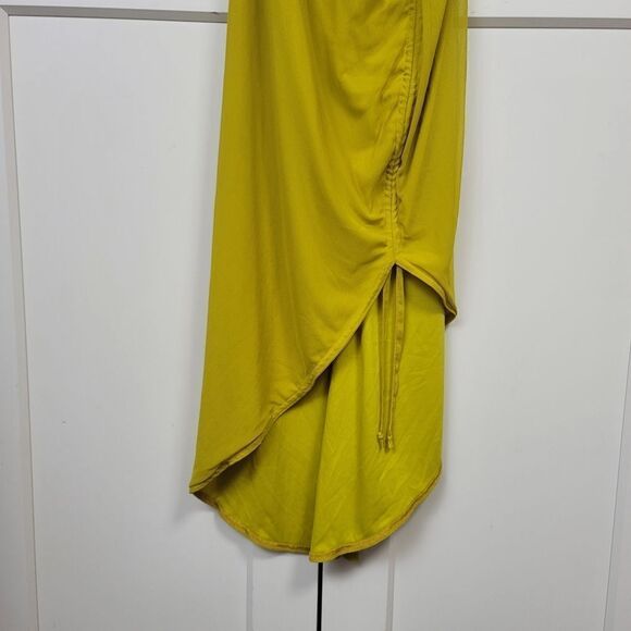 Pretty little things chartreuse mesh strappy cowl neck ruched skirt midi dress - Picture 8 of 12